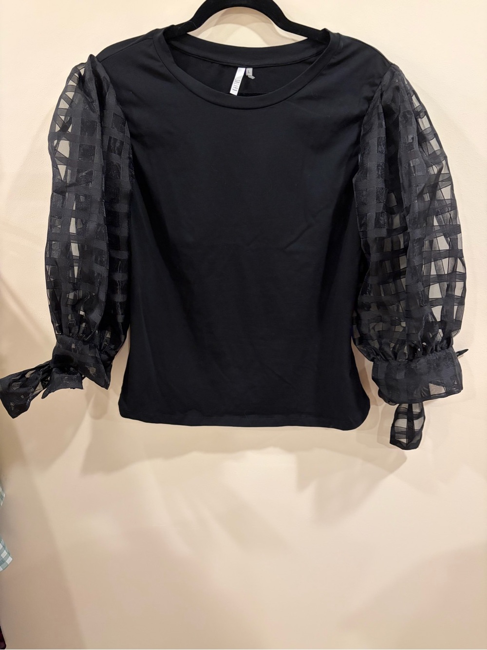 Kaktus Black Puff Sleeve Blouse Size L